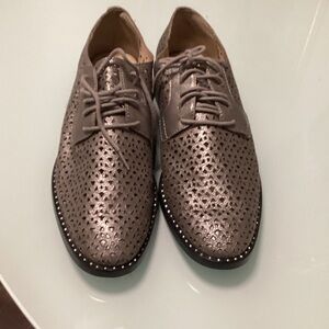 Vince Camuto Metallic Gray Perforated Loafers